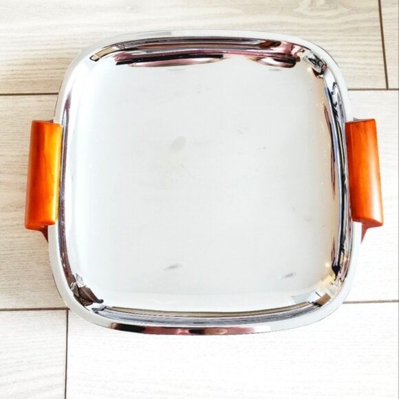 Vintage Glo-Hill Gourmates Canada Chrome Bakelite Celery Dish Serving Tray 70s - Picture 1 of 6
